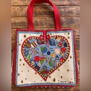 Brighton Red-Trim Heart Ornament Canvas Tote